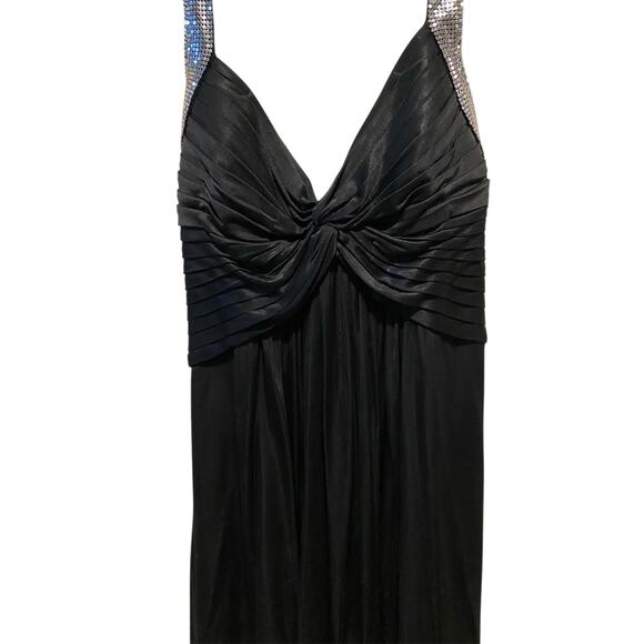 Y2K BCBGMAXAZRIA Halter Mini Dress XS Black Silver Chainmail Cocktail Party LBD - Picture 7 of 11